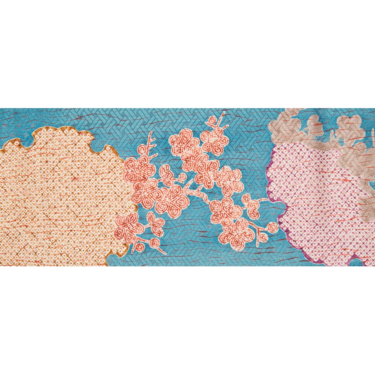 多ち花 染め分けに雪輪と梅の模様 創作名古屋帯【未着用品】 | かわの屋