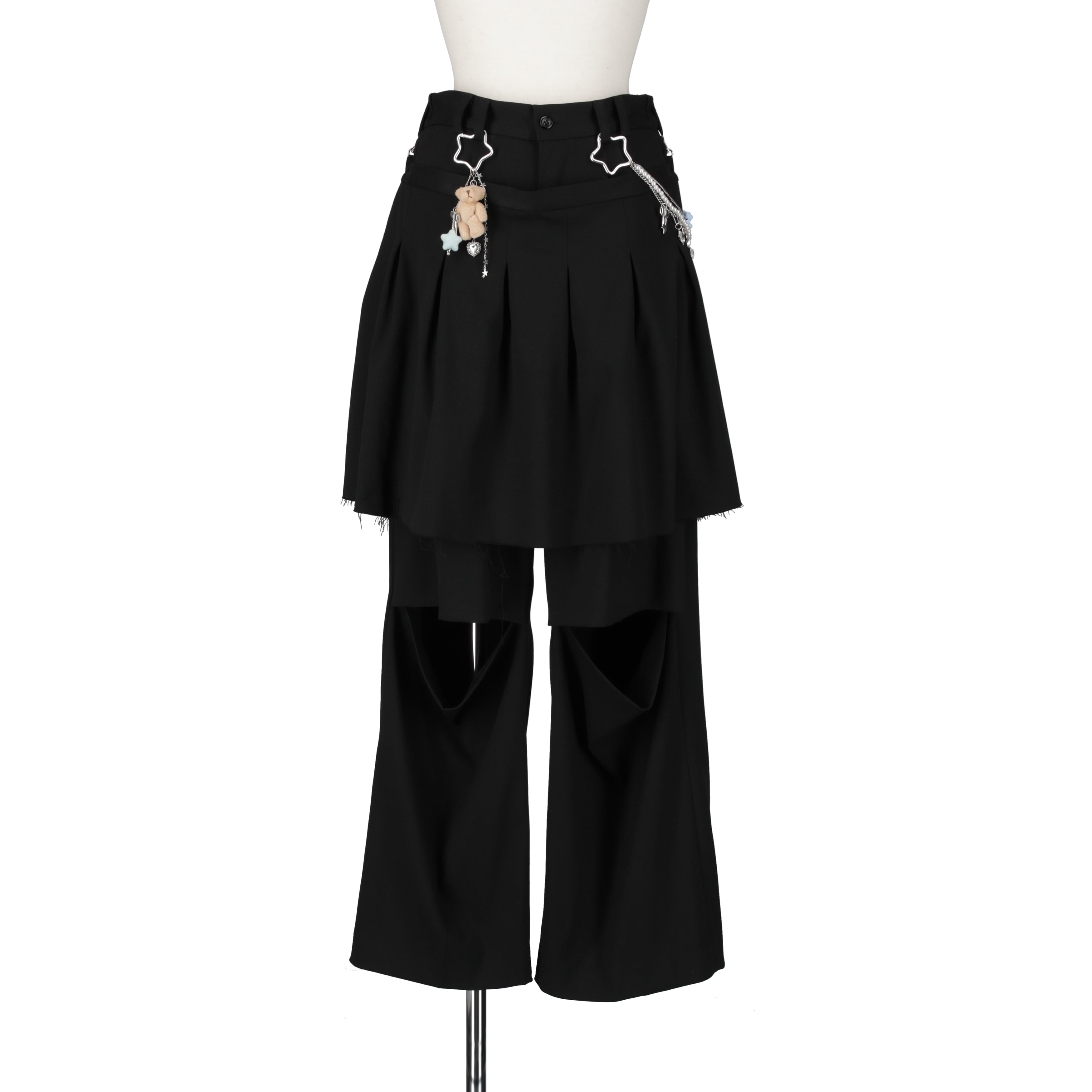 スリットレイヤードスラックス　BLACK