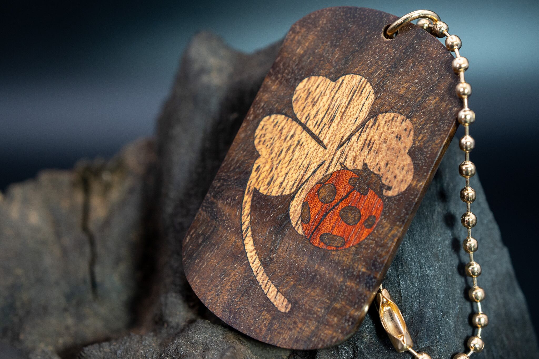 【荒野の秘宝】リングギジー ドッグタグ 象嵌 幸運を運ぶナナホシテントウ