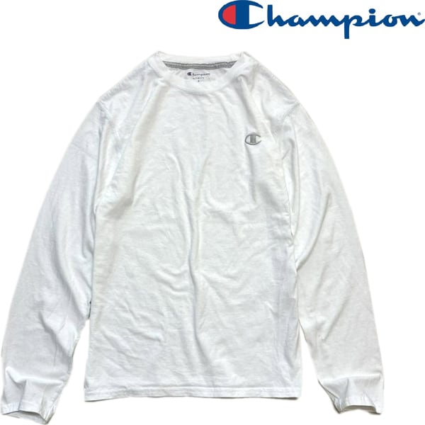 1点物◇白チャンピオンChampion目玉ロゴ長袖ロンTシャツ古着メンズSM