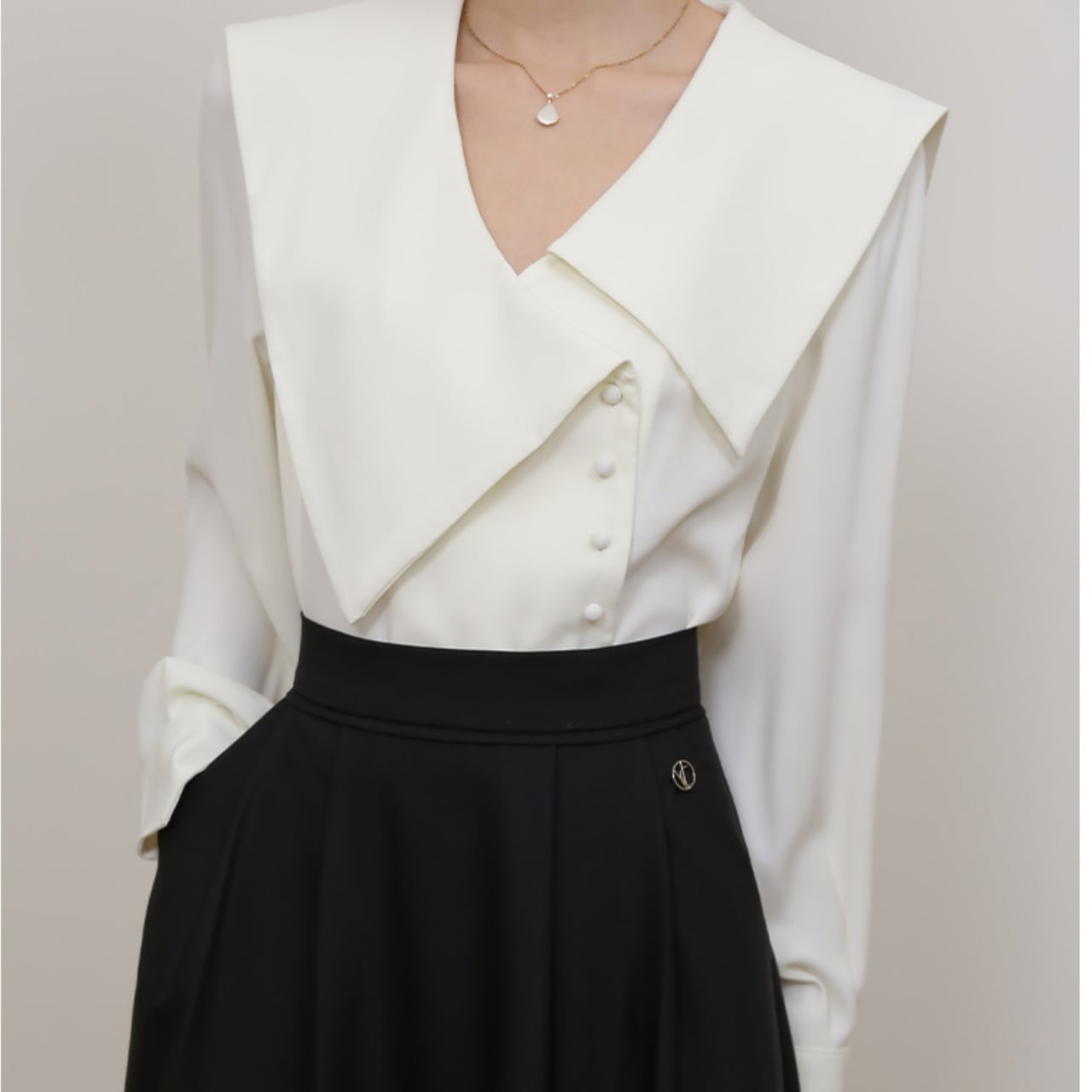 Large collar and V-neck long sleeves L00438