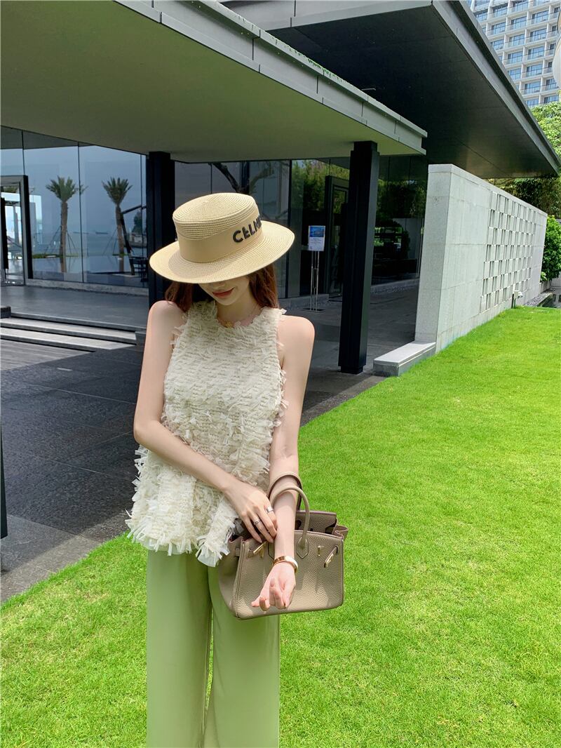 レースメッシュサマーノースリーブジャケット 大人ガーリー スウィート キュート カジュアル 夏物 ブラックストロベリース91418142334