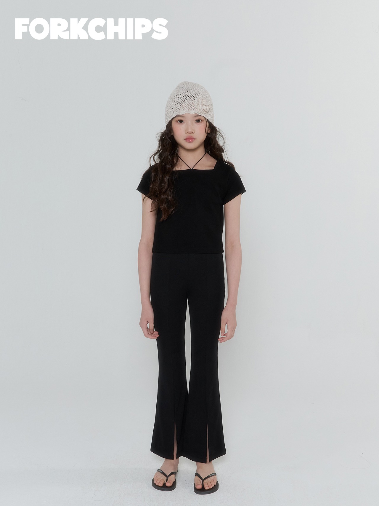 [FORKCHIPS] Edge Ribbon T-shirt (JS/JM/JL/JXL) / [포크칩스] 엣지리본티셔츠 (JS/JM/JL/JXL)