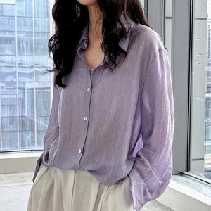 See-through wrinkled shirt ◇5colors 2041