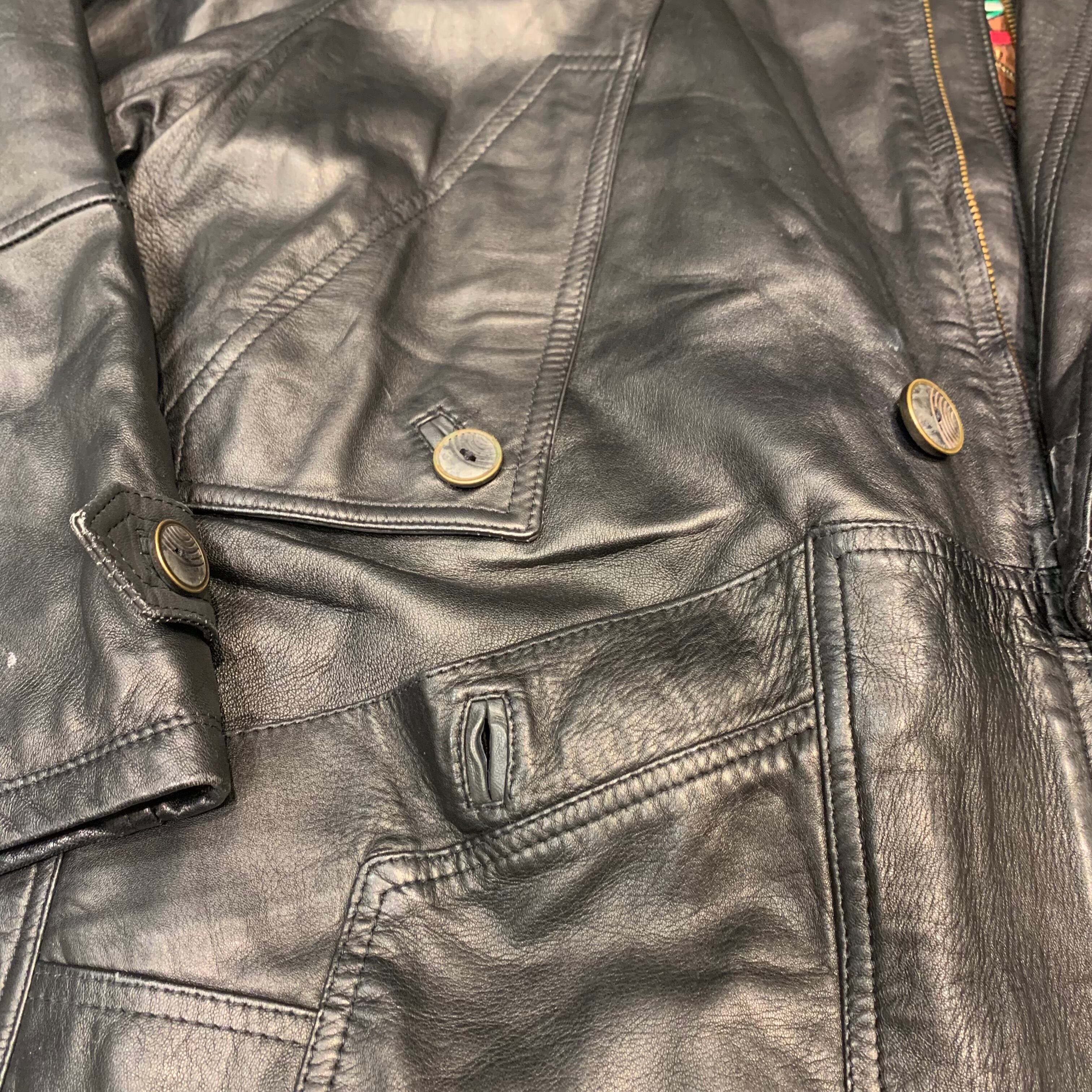 MAXIME- ITALY MADE RAISED NECK LEATHER COAT | eeff