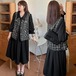 ワンピース ベスト 付き ツーピース ドレス レディース 婦人服 大きいサイズ 体型カバー 着やせ チェック柄 おしゃれ パーティ 春 秋 冬 人気 8XL