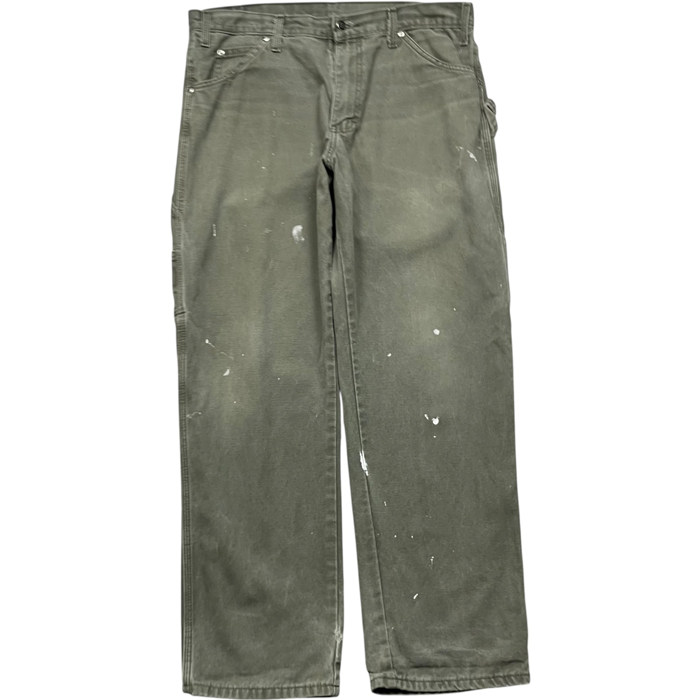 《実寸 W34 L27 》 Dickies ディッキーズ ペインターパンツ ワークパンツ フェード ペイント ダメージ ワンポイントロゴ グレー no.10308