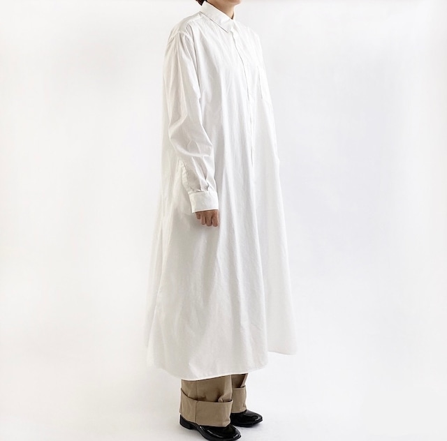 【HARVESTY】 SHIRTS ROBE BROAD CLOTH (WHITE) シャツ ワンピース  日本製 ハーベスティ