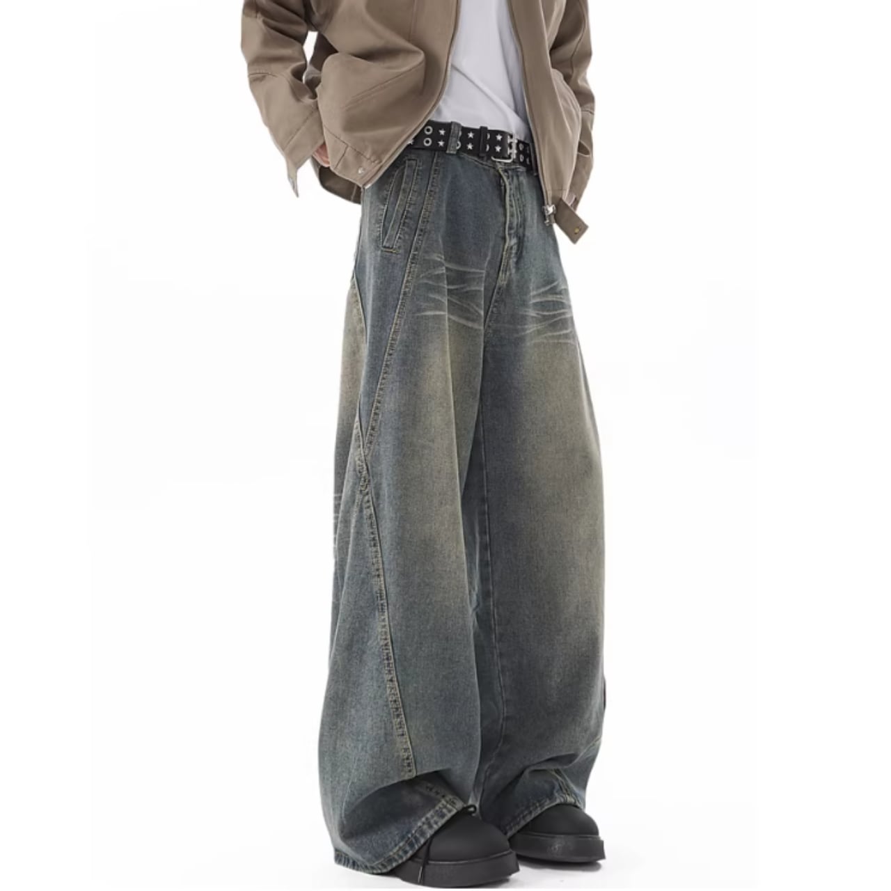 ワイドレッグレトロデニムジーンズ H2688