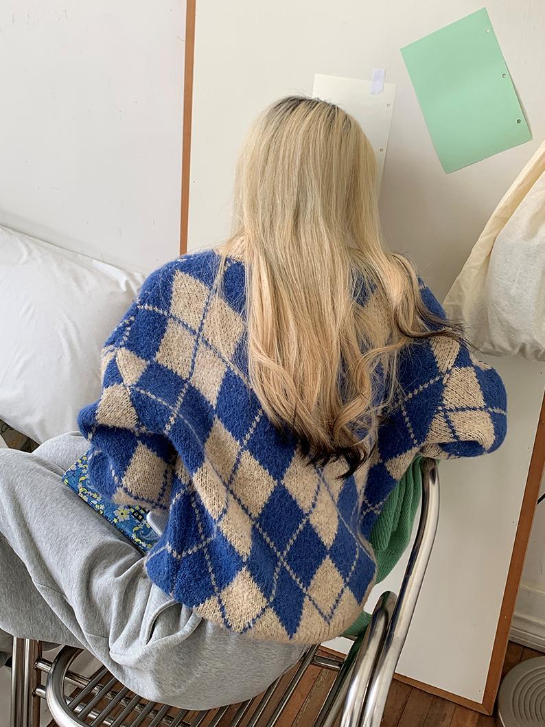 V-neck argyle knit（Vネックアーガイルニット）c-622 | konotoki