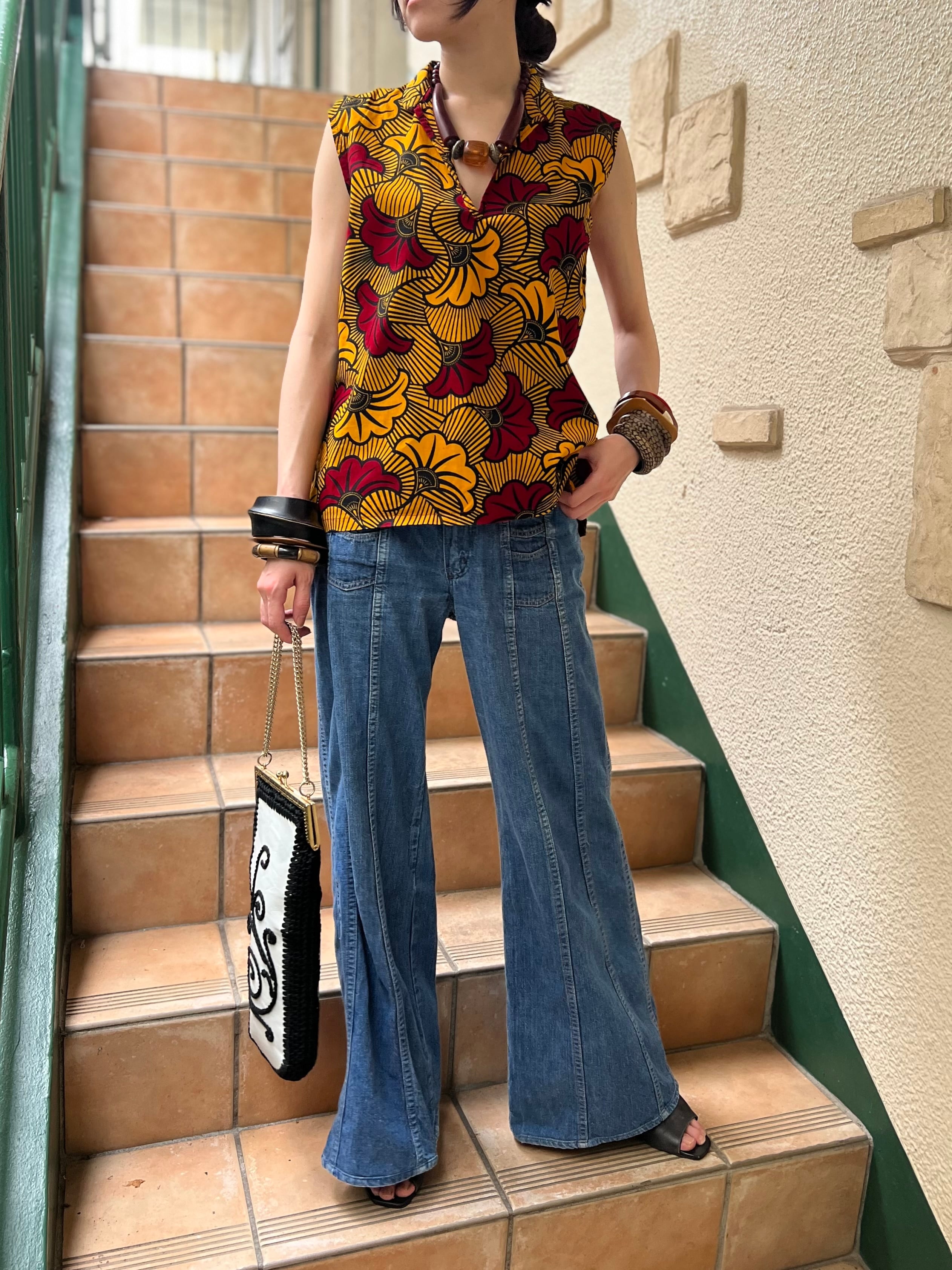 Vintage African Batik☆アフリカンバティックトップス African batik print set up／アフリカンバティック セットアップ