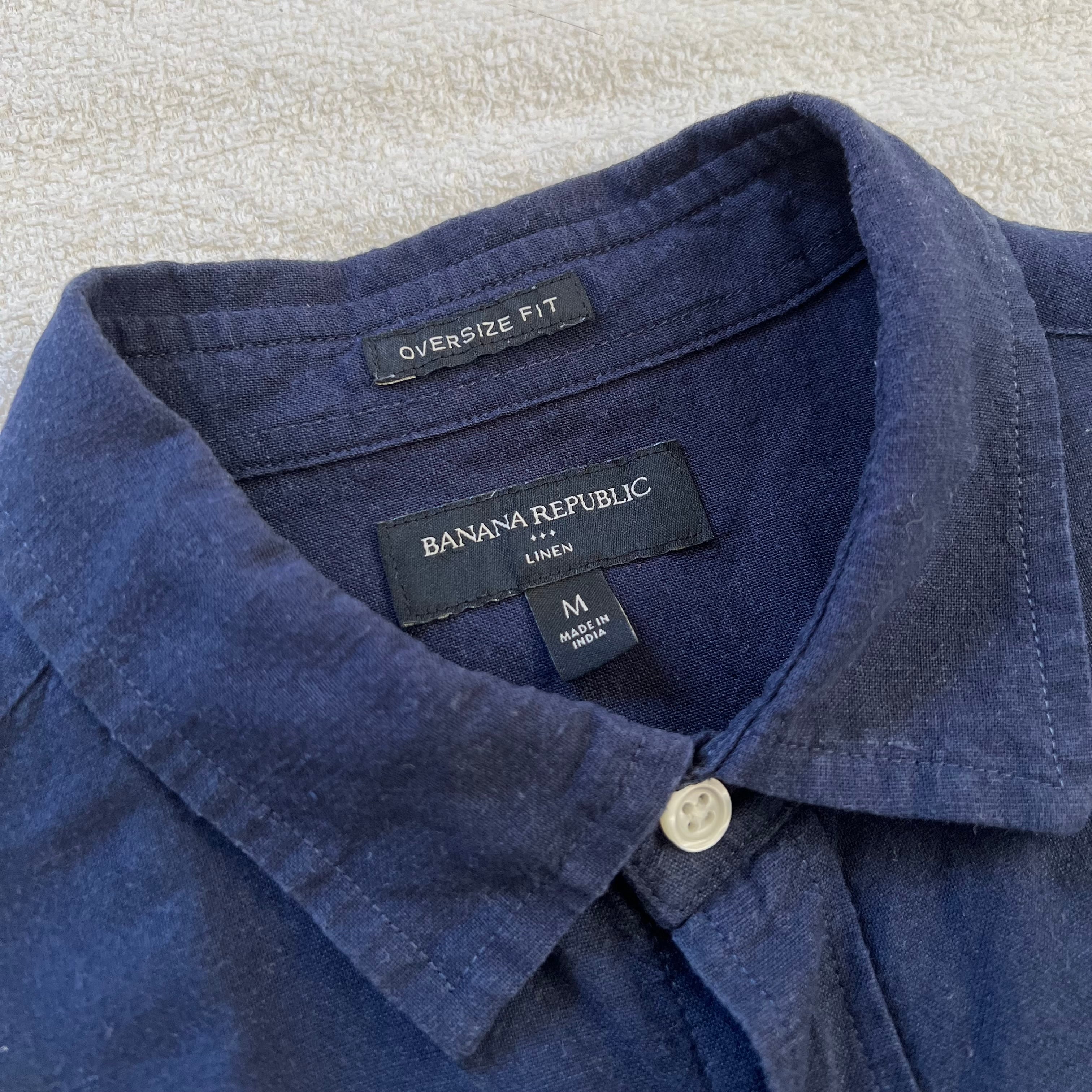 BANANA REPUBLIC バナナリパブリック 半袖 リネン シャツ 麻 ネイビー