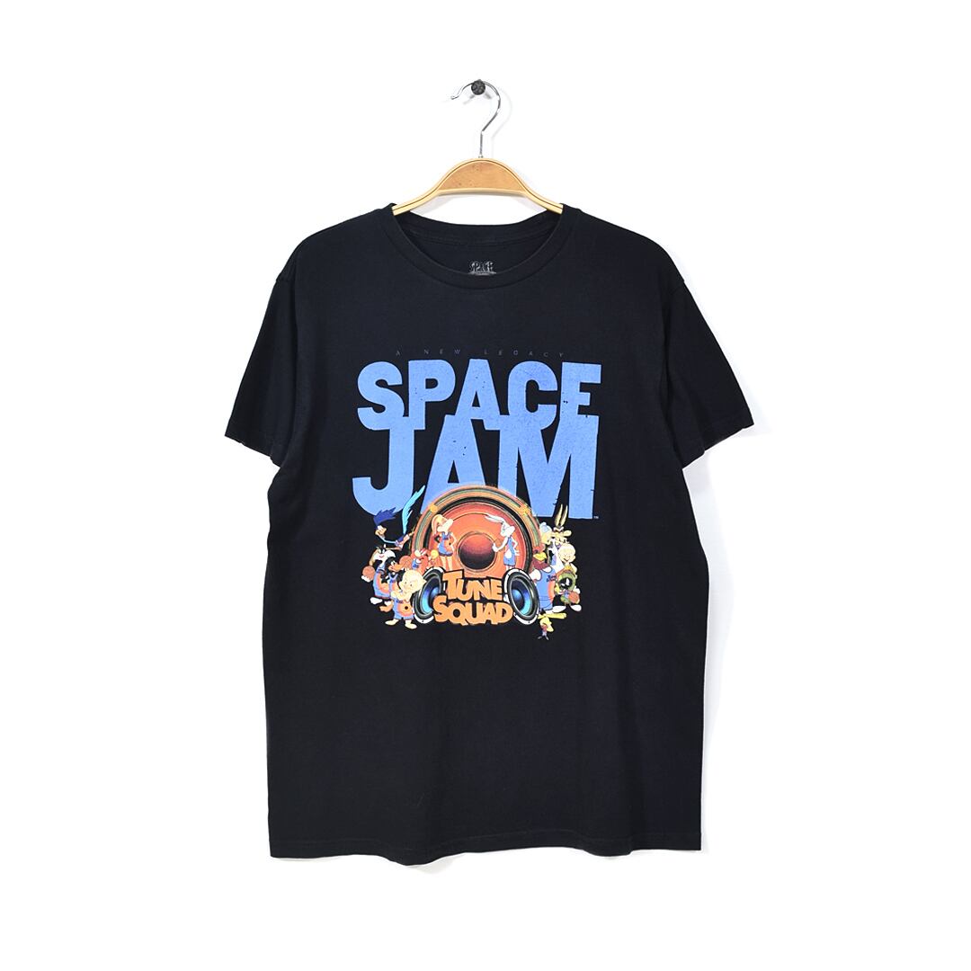 映画 スペースジャム Tシャツ ルーニーテューンズ 黒 レブロンジェームズ ムービーT メンズM SPACE JAM 古着 @BA0009