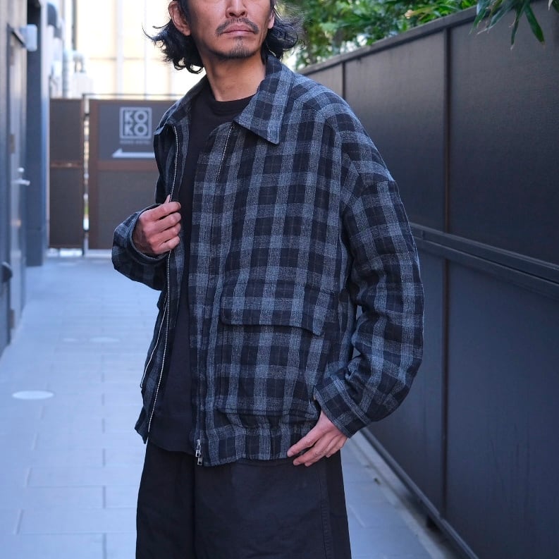EVAN KINORI(エヴァン キノリ) /Zip Jacket Two Yarn Dye Linen Check