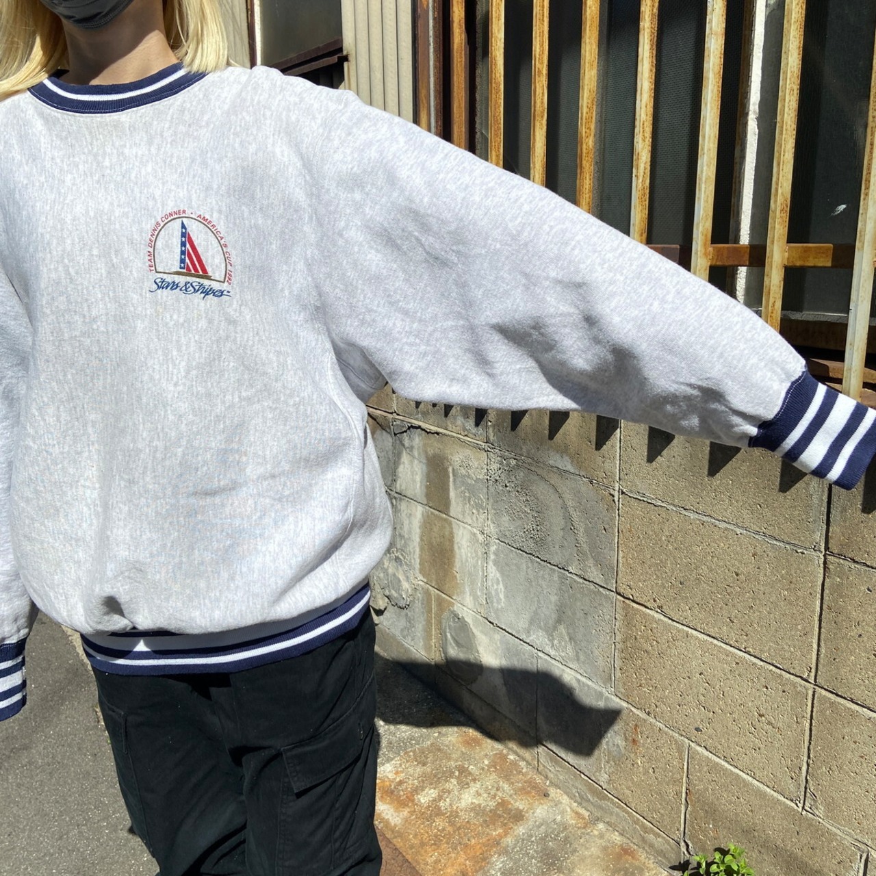 90年代 USA製 DOYLE ヨット 船 プリントスウェットシャツ メンズXL 