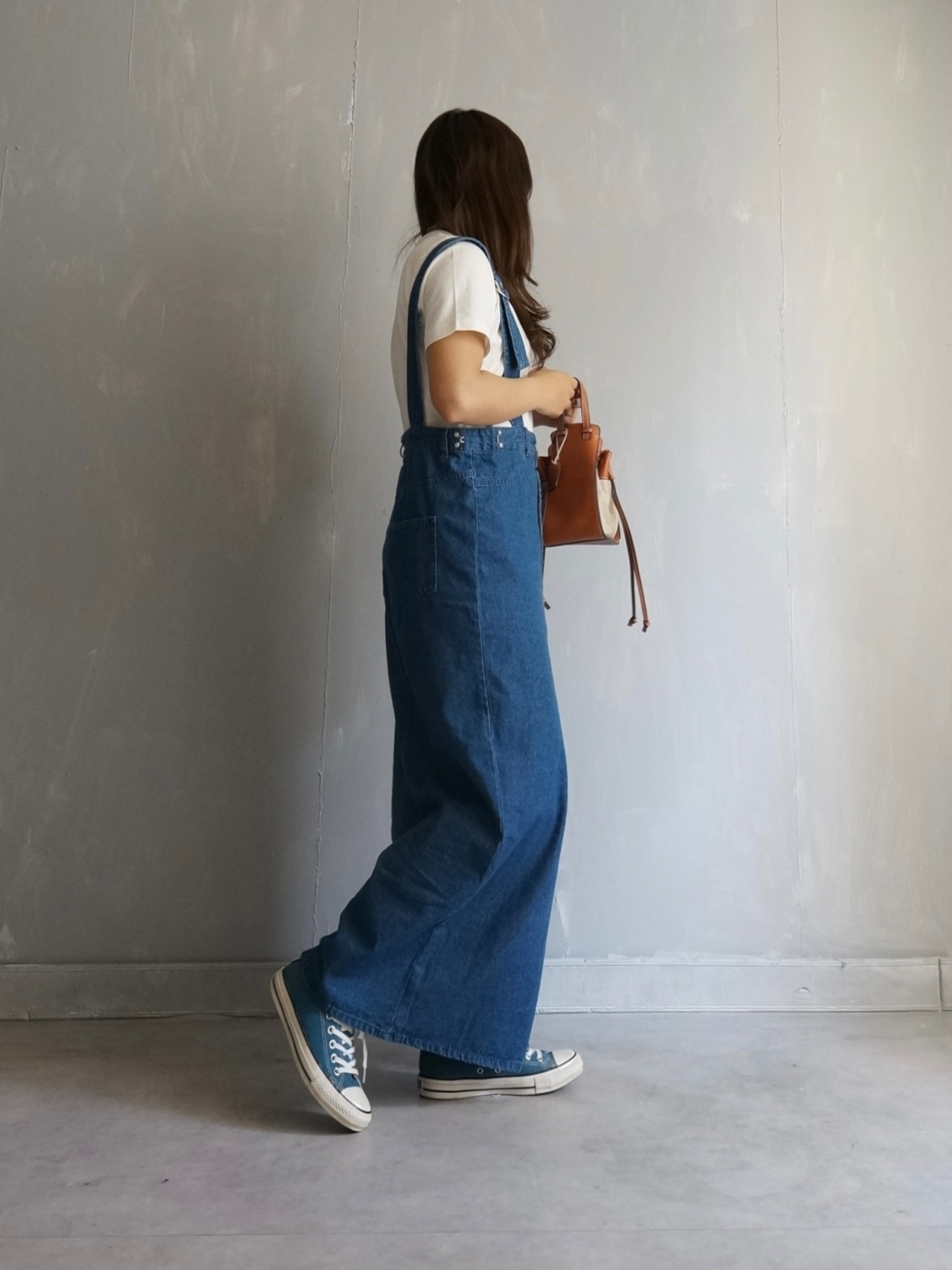 denim salopette／Indigo