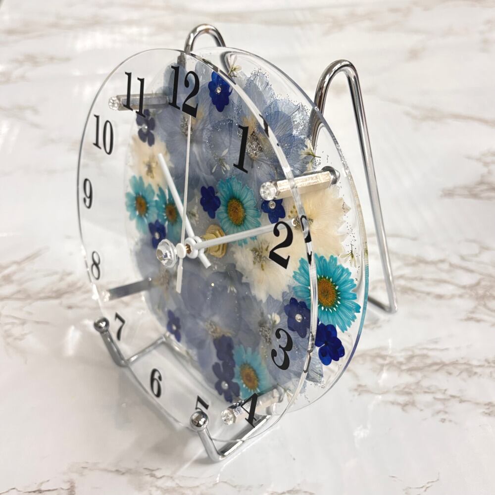 花時計 【フローラルウィスパー・ブルー】掛け時計・置時計 φ15cm