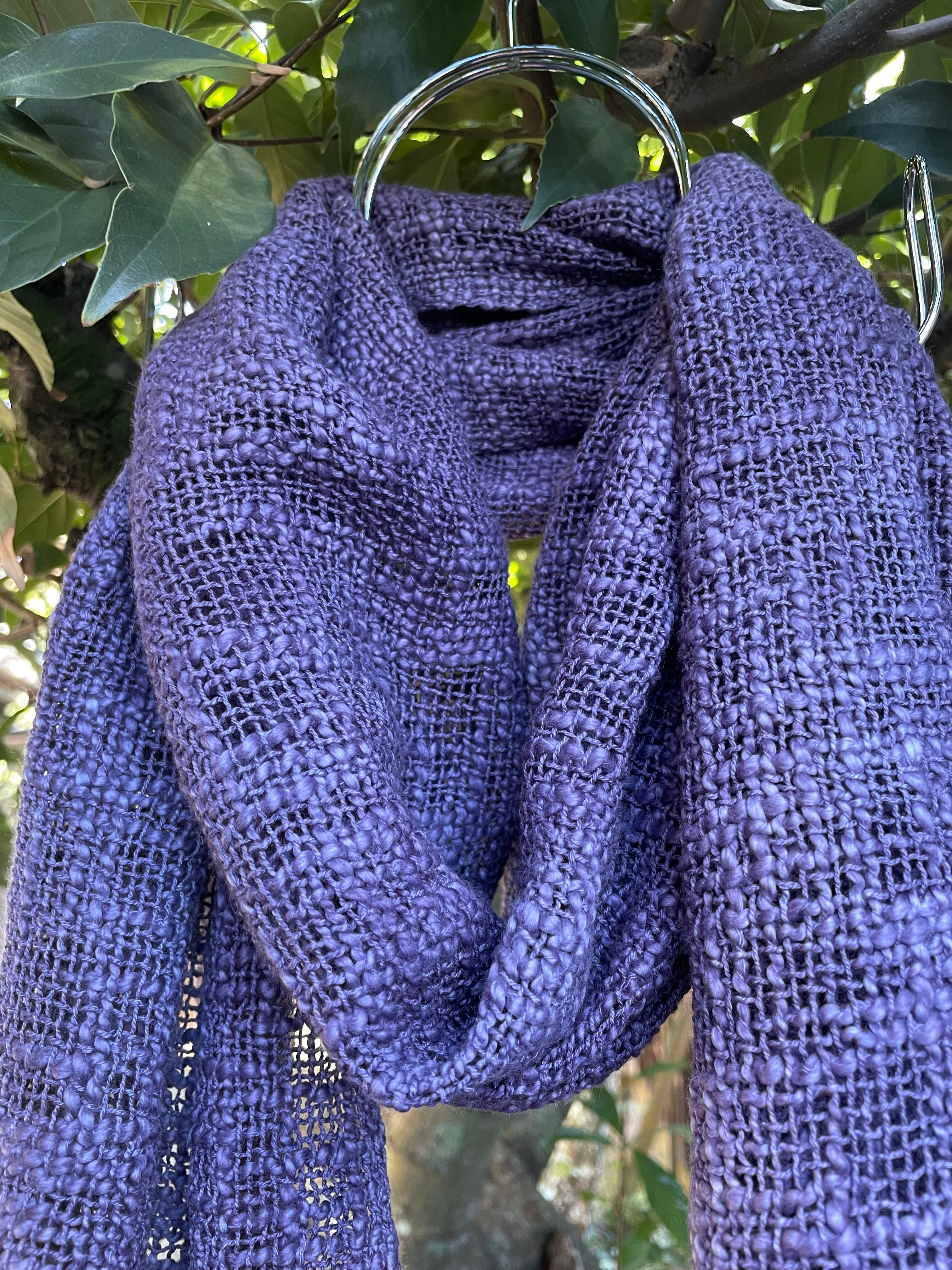 紫染 スラブコットンストール 江戸紫 オーガニック綿100% 手織り 天然染料