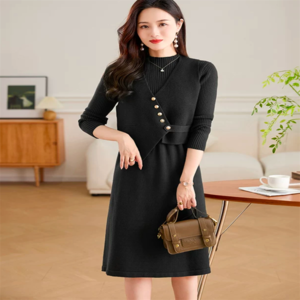 【送料無料】 ロングワンピ 3色 2点セット ニットワンピース ひざ丈 ミモレ 大きい 長袖 Aライン フレア ボタン 厚手生地 伸縮性 ニット エレガント 可愛い 大人可愛い きれいめ シンプル カジュアル シック コンサバ 華やか 大人 上品 おしゃれ お洒落 主役級 こなれ感 高見え ガーリー 無地 冬 レディース 女性用 30代 40代 デート お出かけ 女子会 お呼ばれ 休日 お茶会 授業参観 着回し 普段使い ファッション コーデ スタイル 楽ちん 体型カバー 定番 着痩せ 垢抜け