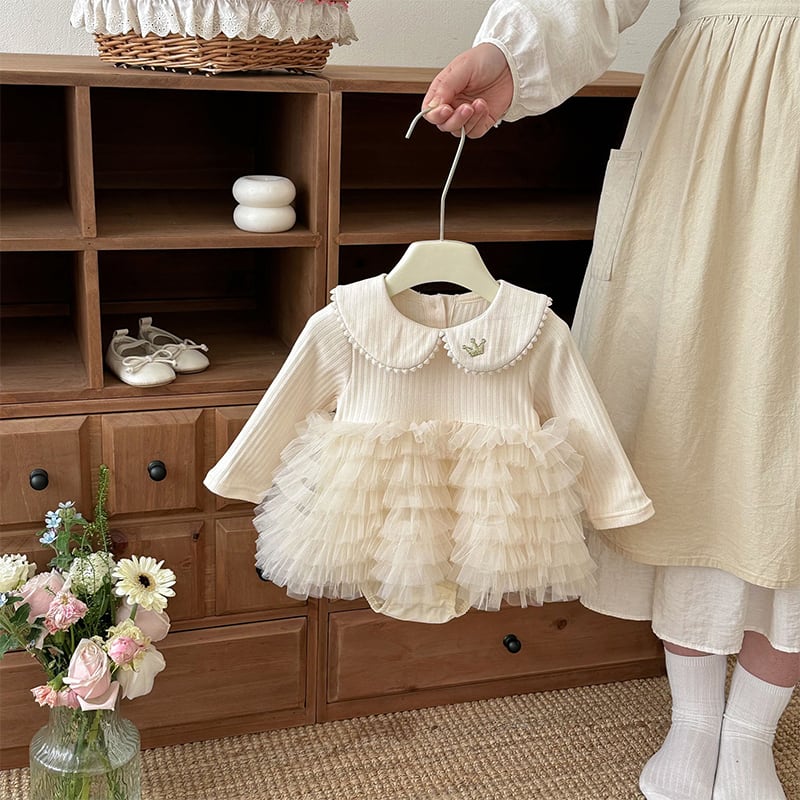 【BABY】春作レースチュールスカートロンパース