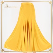 社交ダンス 衣装 スタンダード スカート レッスンウェア レディース マスタード イエロー系 からし色 練習着 無地 フォーマル シンプル 上品 マスタード系 プリーツ風 デザイン 練習用 レッスン用 ダンス衣装 発表会用 ステージ衣装 きれいめ 光沢感 滑らか素材 ポリエステル 裏地あり風 フレアスカート ふんわりスカート 後ろファスナー仕様 日本製