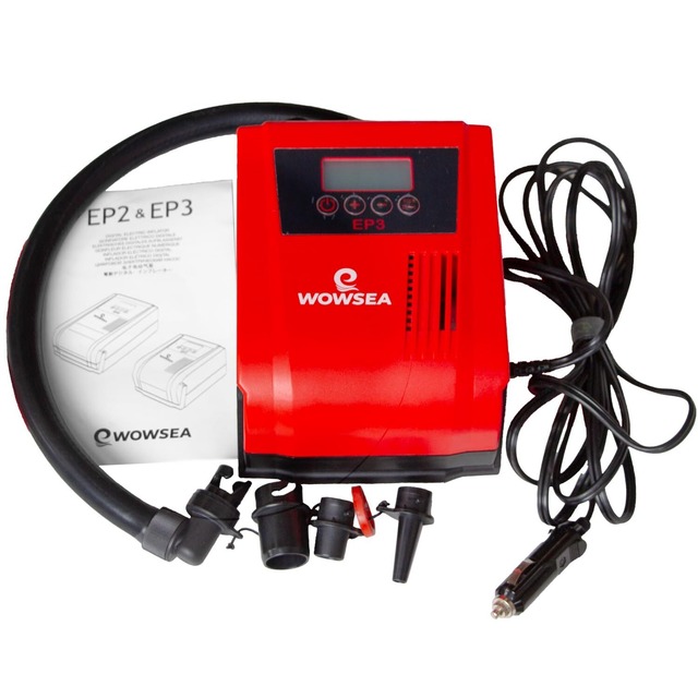 WOWSEA SUP用 電動エアーポンプ 12V給電 16psiまで 電動空気入れ 自動停止機能搭載