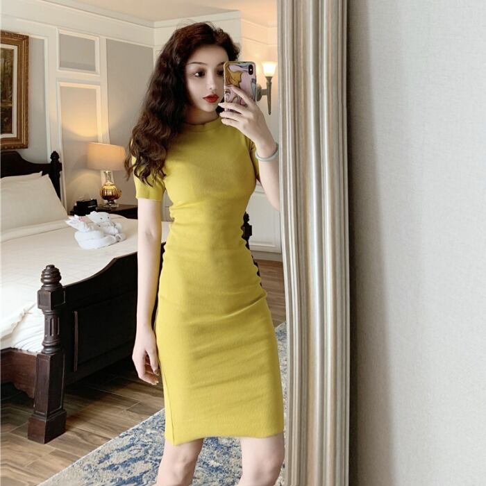 スタイルドレス サマースタンダードスリムウェストスカート レトロ 夏物 ガールズファッション4027099580