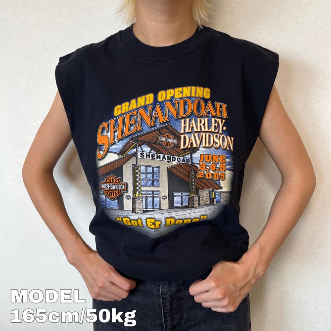 ハーレーダビッドソン ノースリーブ プリントTシャツ USA M 黒 10663 