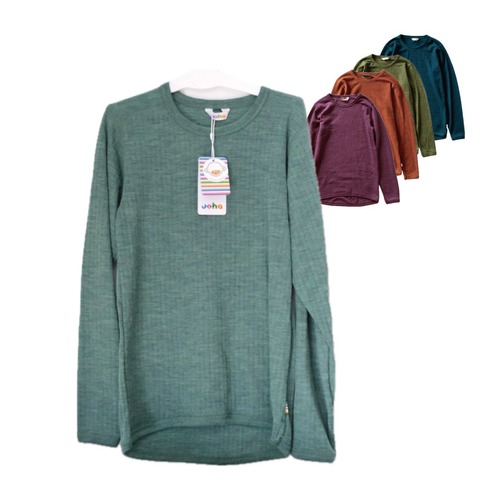 JOHA（ヨハ）Blouse KIDS-150 メリノウール100% ワイドリブ長袖Tシャツ/シーズンカラー5色