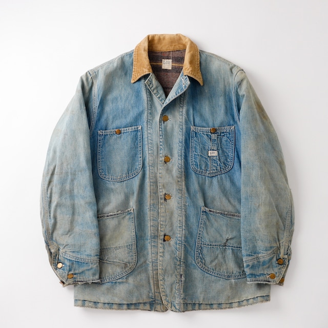 【逸品】60s special vintage Lee 81-LJ denim coverall jacket blanket about size42 Big size made in USA / 60年代 ヴィンテージ リー 81LJ デニム カバーオール ジャケット ブランケットライナー ビッグサイズ サイズ42 実寸L USA製