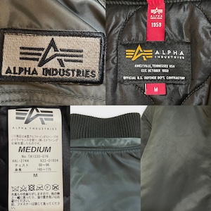 【ALPHA INDUSTRIES】フーデッドリブジャケット フライトジャケット ジャンパー ブルゾン MA-1 ワッペン フード リブ 中綿 ミリタリー フルジップ ジップアップ M アルファ サーモライト THERMOLITE エドウィン EDWIN 日本企画 US古着