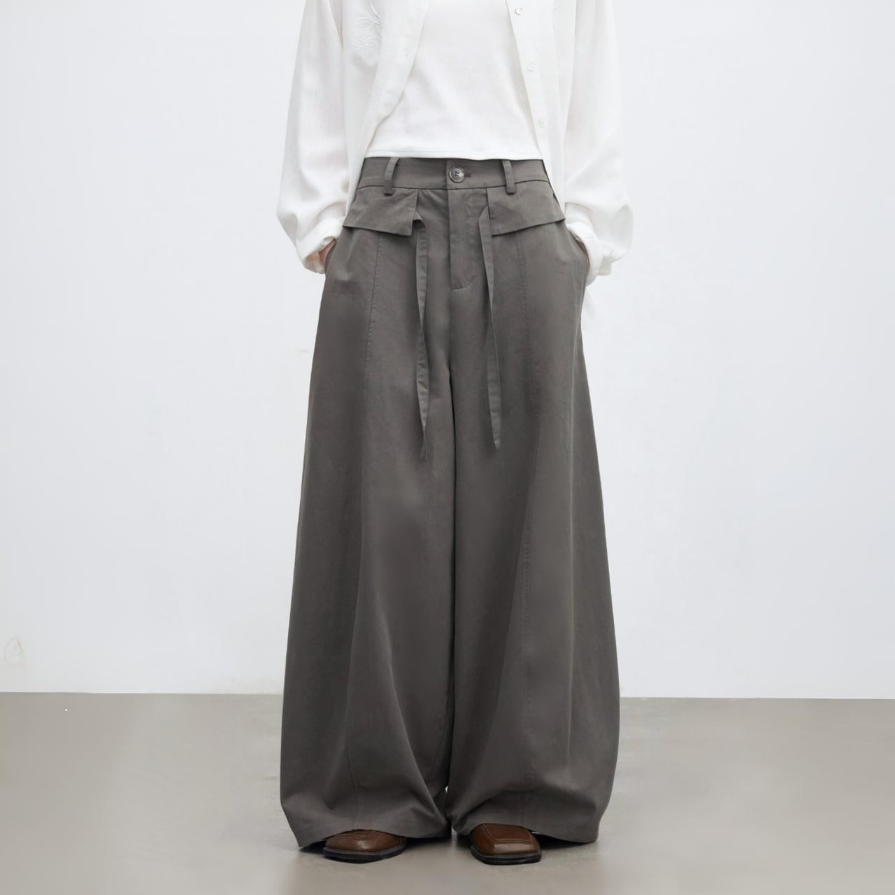 フラップウエストフルレングスワイドパンツ A02073