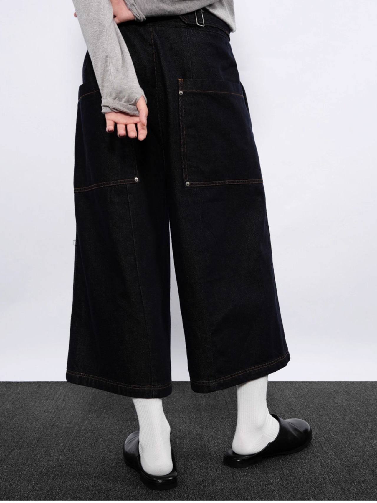 7440 37 1 Wide Cropped Denim Trousers