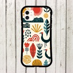 受注生産 iPhoneケース フラミンゴと太陽の民芸柄｜鳥モチーフ FMSY032A
