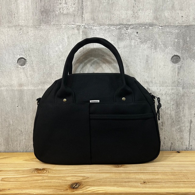 -＊ Boston Bag ＊- ブロック切替デザイン【ブラック】