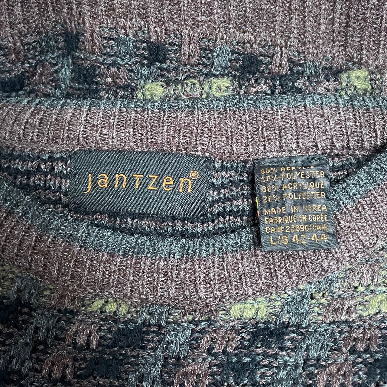 Jantzen 総柄 アクリルニットセーター メンズL 古着 ビンテージ