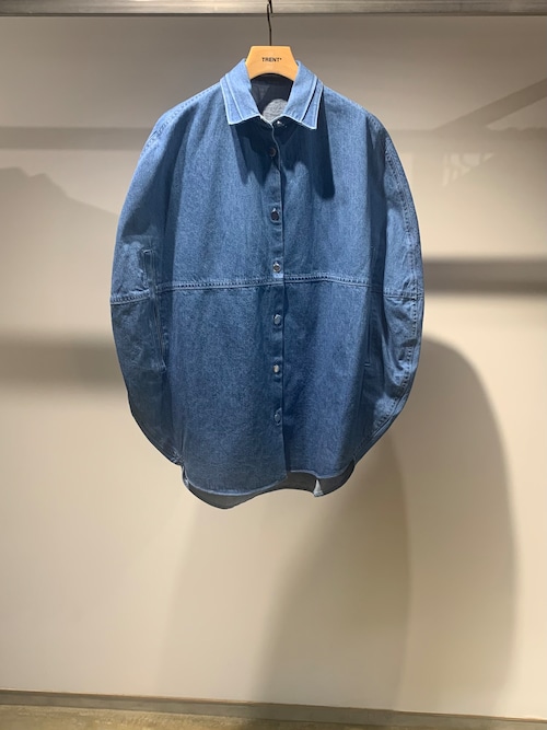 【24SS】GURTWEIN ガーウィン / cape-effect washed denim moon shape shirt-jacket