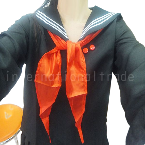 コスプレ服 セーラー服 黒色 長袖 赤スカーフ コスプレ衣装 コスチューム ハロウィン アニメ系 レディース 女子高生 女子学生 制服 M L XL 仮装 夏 セーラー襟 プリーツスカート 文化祭 学園祭 余興 レディース cosplay スクール 373-376 SH