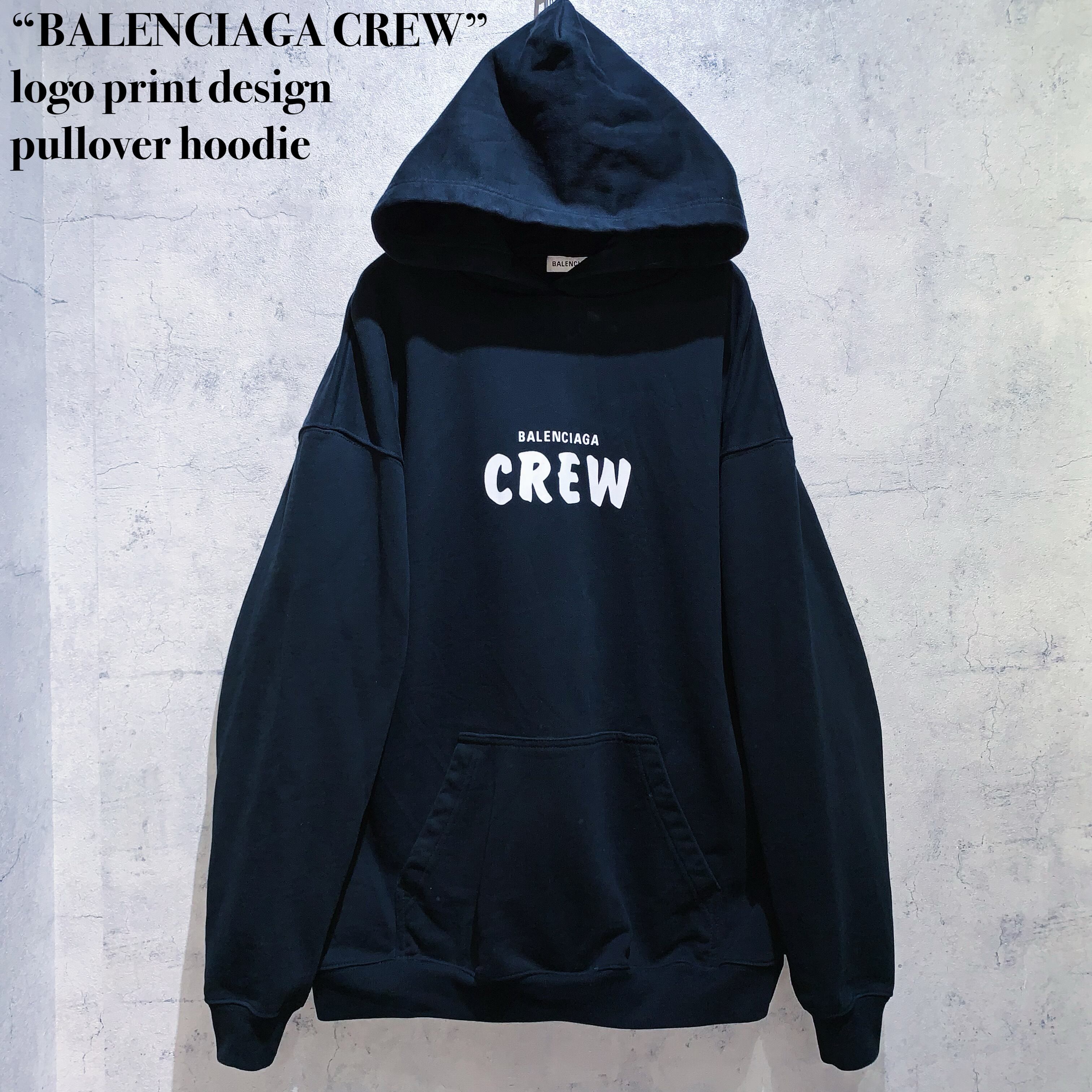 “BALENCIAGA CREW”logo print design pullover hoodie