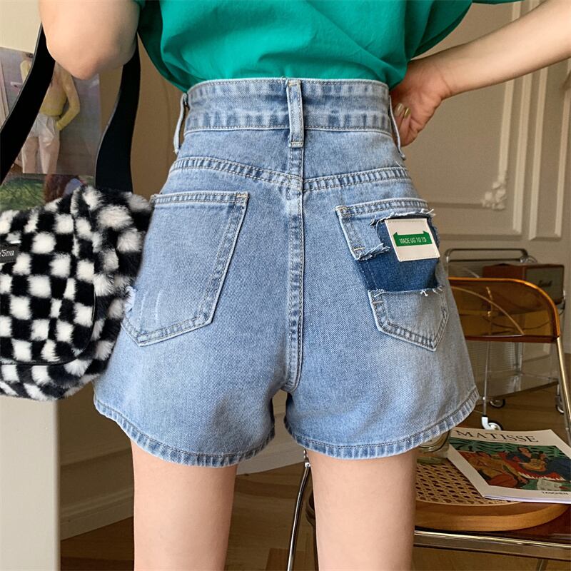 デニムショートパンツ ショートパンツ ホットパンツ ハイウエスト シンプル カジュアル 韓国ファッション 2color S Xl Luluca 韓国トレンドファッションluluca ルルカ