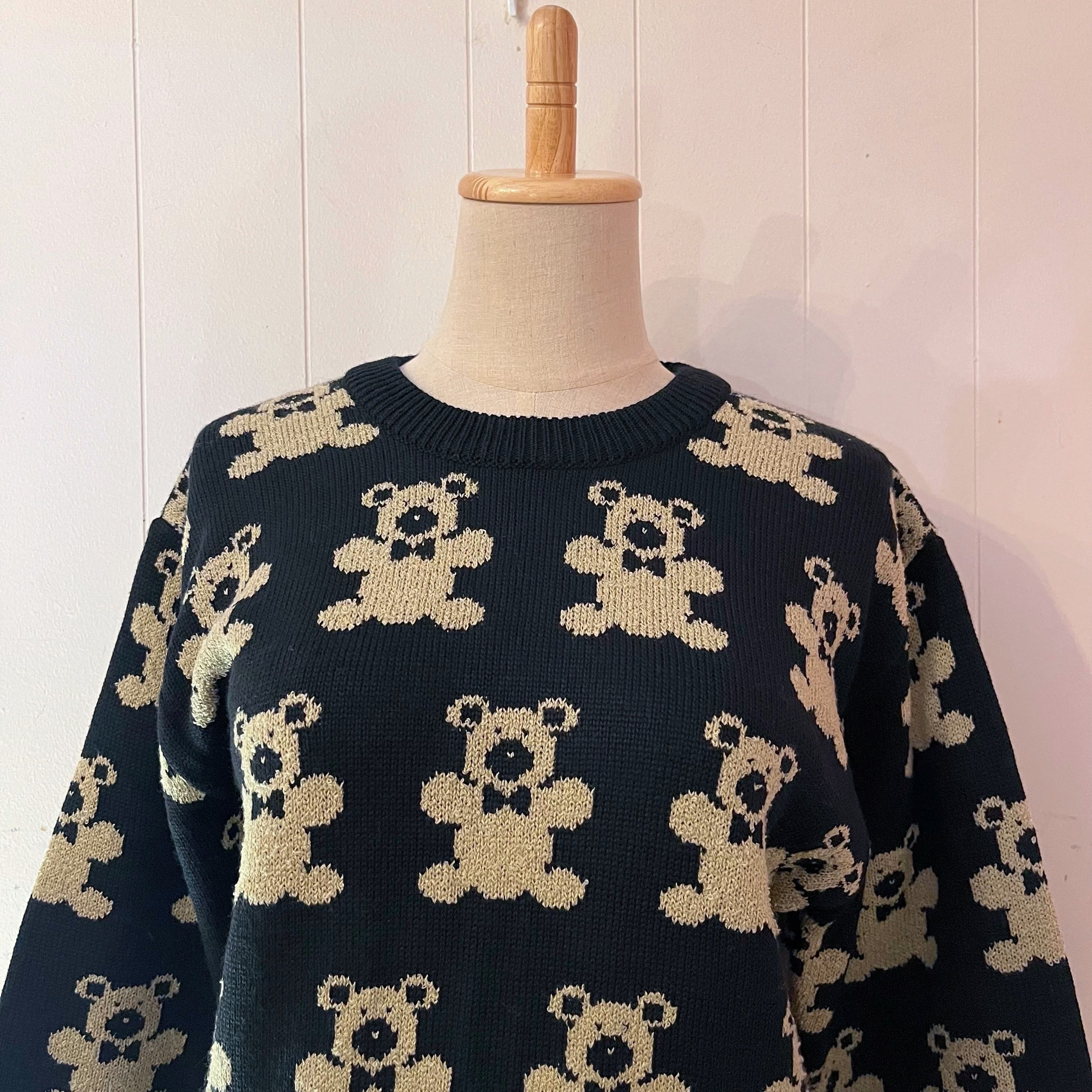 ribbon bear jacquard knit sweater