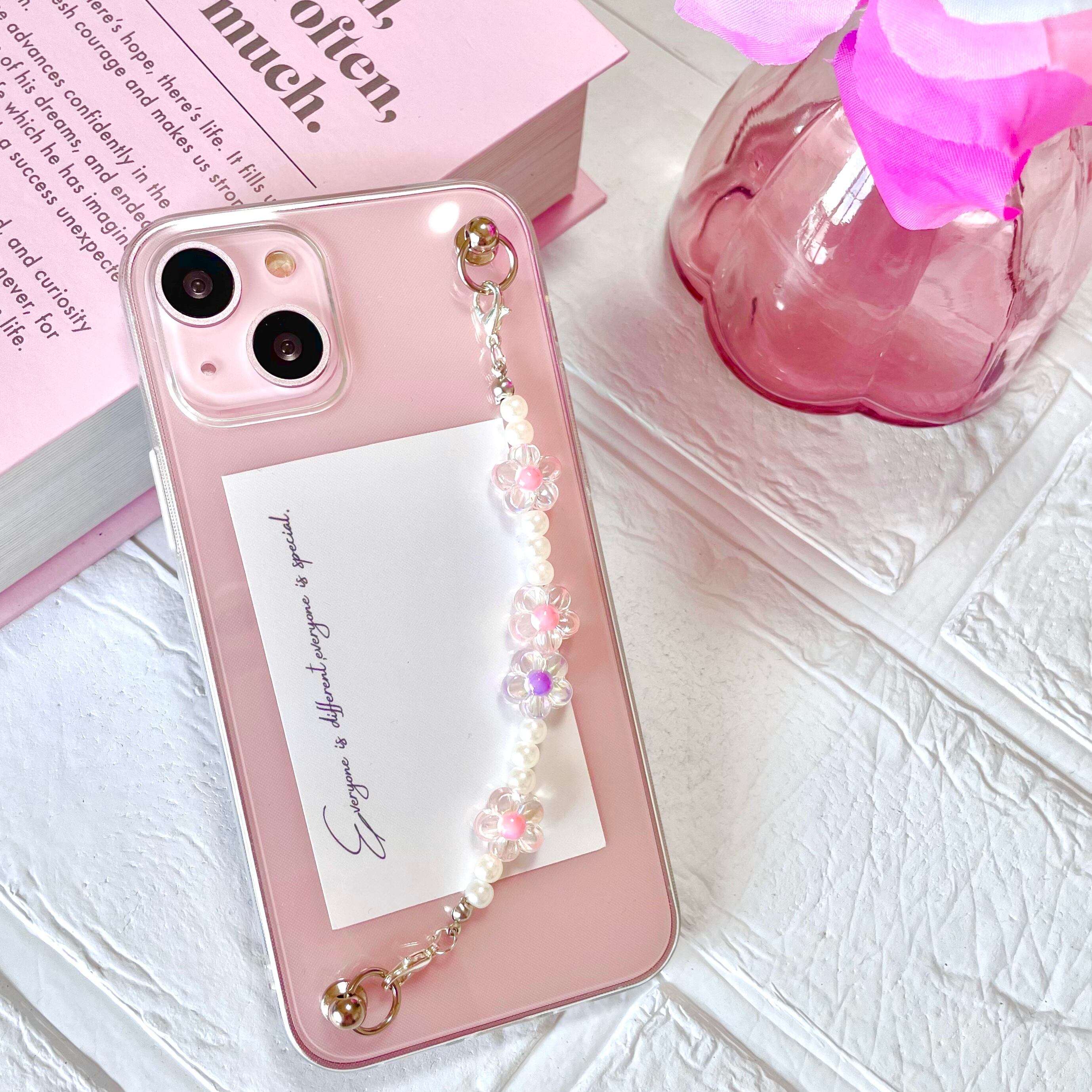 フラワービーズのキーリングケース(pink)