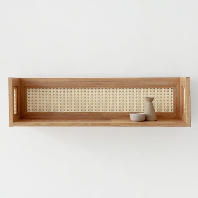 rattan wall shelf / ラタン ウォールシェルフ マガジンラック ウッド