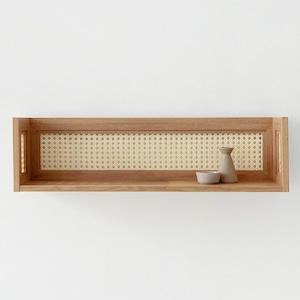 rattan wall shelf / ラタン ウォールシェルフ マガジンラック ウッド 木製 陳列 壁掛け棚 韓国 北欧 インテリア 雑貨