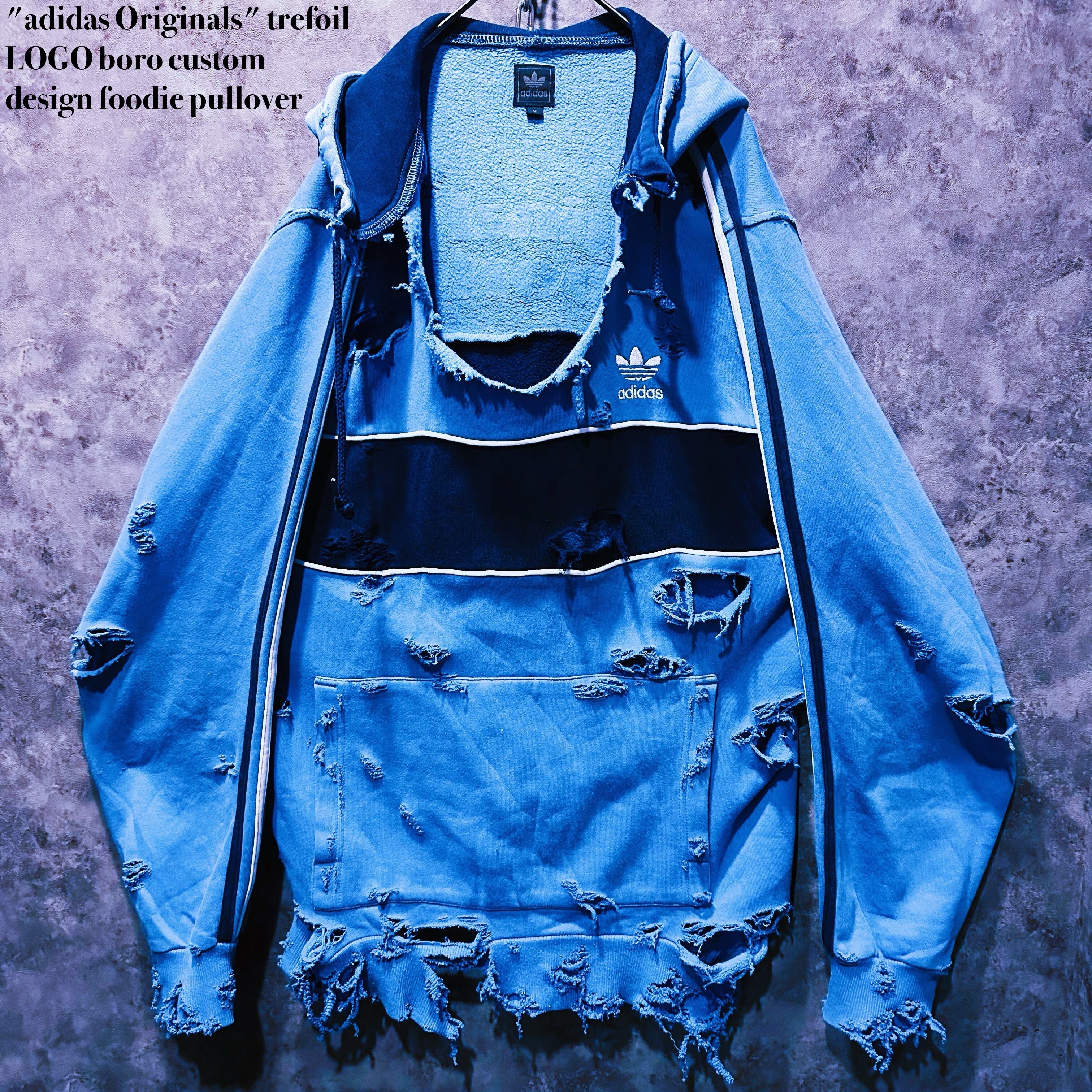 【doppio】"adidas Originals" trefoil LOGO boro custom design foodie pullover