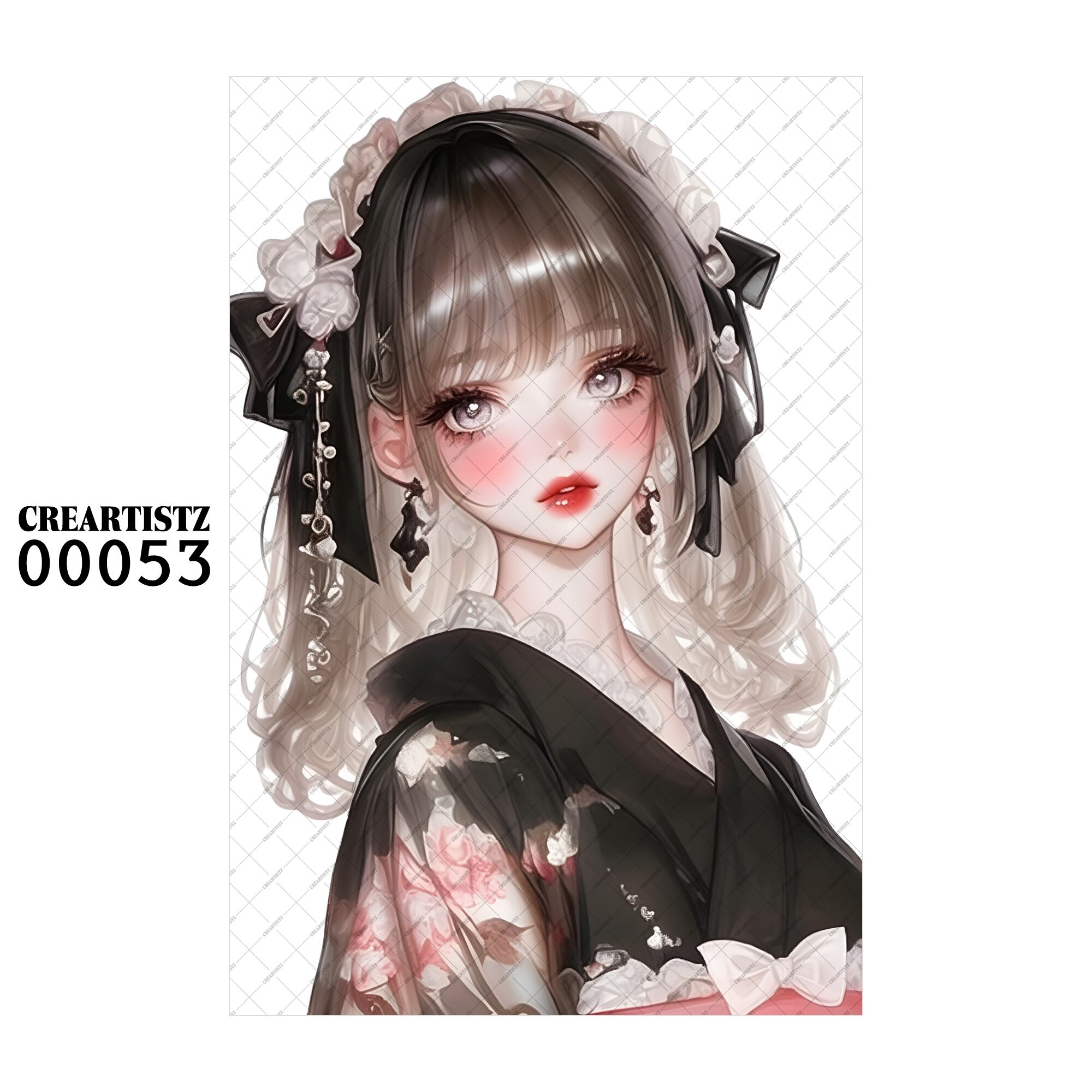 00053 ガール キュート オリジナル ペーパー/ステッカー 4枚セット CREARTISTZ