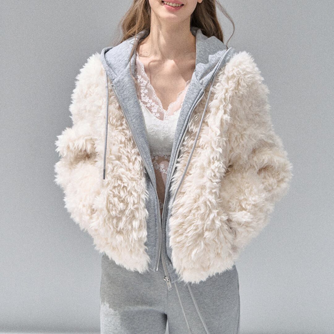 ホワイトボアレイヤードパーカー A21