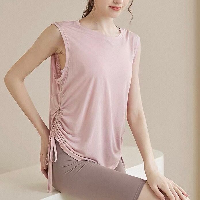 ドローストリング入り ヒップ丈 ノースリーブ カットソー 7カラー 00110