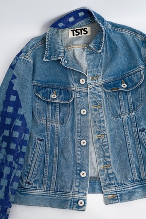 【TSTS】GINGHAM PRINT VINTAGE DENIM JACKET
