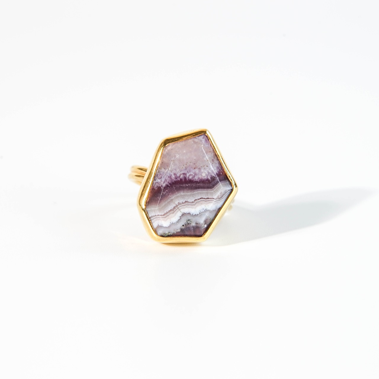【free size】レースアゲート イン アメシスト リング（No.30)